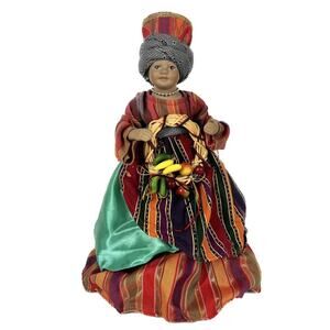 Vintage 90’s Black Angel 12" Christmas Tree Topper Holiday Caribbean African NEW